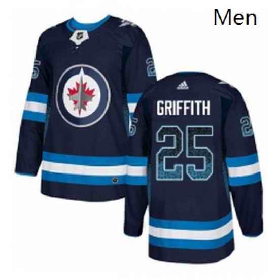 Mens Adidas Winnipeg Jets 25 Seth Griffith Authentic Navy Blue Drift Fashion NHL Jersey